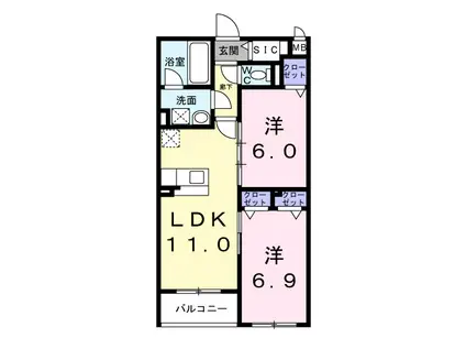 セレーシア北小岩(2LDK/3階)の間取り写真