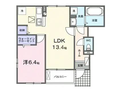 シエル ソレア(1LDK/1階)の間取り写真