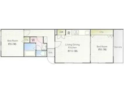 ルミエール中野(2LDK/1階)の間取り写真