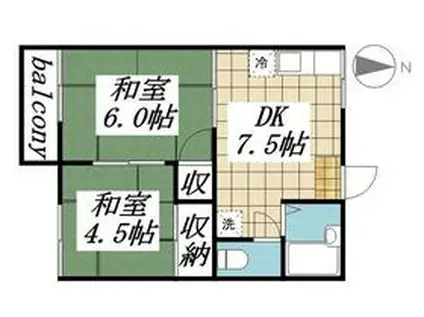 コーポ本間(2DK/2階)の間取り写真