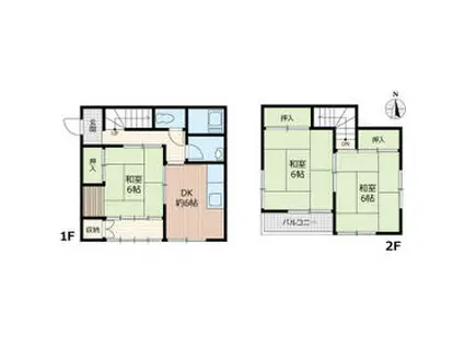 東武鉄道東上線 武蔵嵐山駅 徒歩15分 2階建 築46年(3DK)の間取り写真