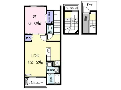 サン・パラストF Ⅲ(1LDK/3階)の間取り写真