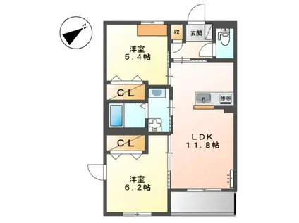 N S ARK(2LDK/3階)の間取り写真