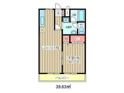 パレス茂原Ⅱ(1LDK/2階)の間取り写真