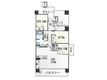 ミッドシティガーデン東岡崎(3LDK/8階)の間取り写真