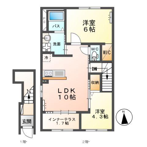 ゴールデンフラワー(2LDK/2階)の間取り写真