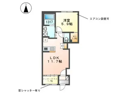 シェエラザード(1LDK/1階)の間取り写真
