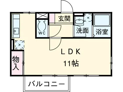 ブランドミール(ワンルーム/2階)の間取り写真