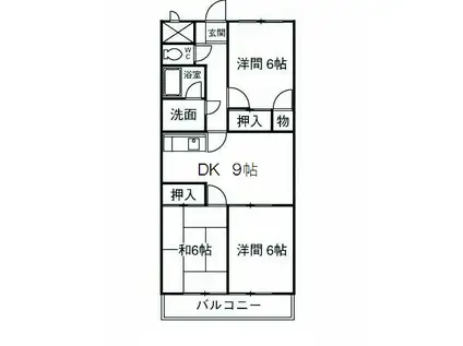 AMOURMIWA(3DK/3階)の間取り写真