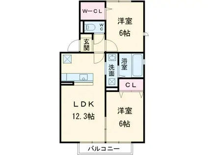 グレースコート Ⅲ(2LDK/1階)の間取り写真