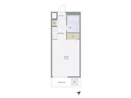 ADX新宿河田町(1K/3階)の間取り写真