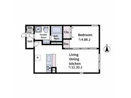 ALATO OYAMA(1LDK/4階)の間取り写真