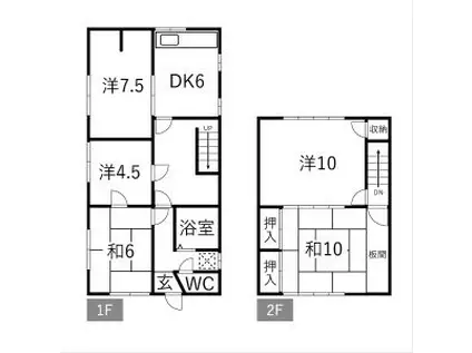 名鉄尾西線 日比野駅(名鉄) 徒歩14分 2階建 築63年(5DK)の間取り写真