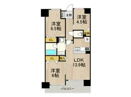 フロンティアタワー難波イースト(3LDK/6階)の間取り写真