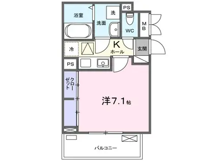 ヒカルサ熊谷曙町(1K/1階)の間取り写真