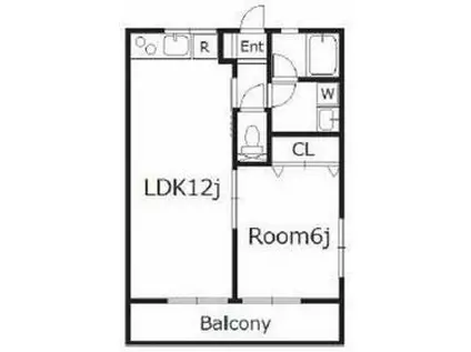 シティハイムニシダイB(1LDK/2階)の間取り写真
