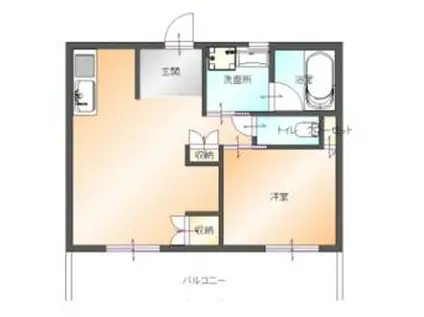 フローラルコート(1LDK/2階)の間取り写真