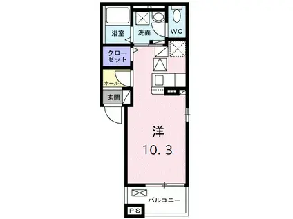 アリステラ(ワンルーム/1階)の間取り写真