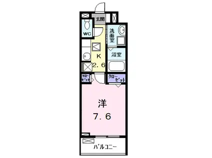 エクセルシオールⅡ(1K/1階)の間取り写真