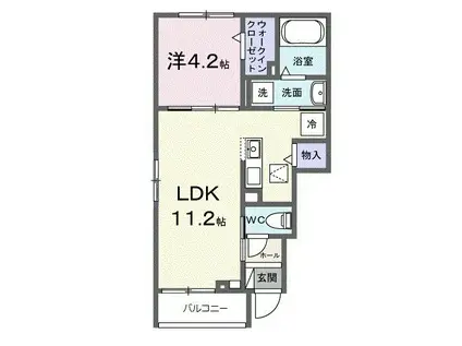 ヒカルサ藤枝茶町Ⅰ(1LDK/1階)の間取り写真