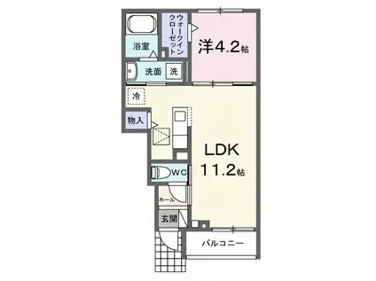ヒカルサ藤枝茶町Ⅰ(1LDK/1階)の間取り写真