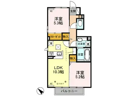 メゾン・ド・プリマ(2LDK/1階)の間取り写真