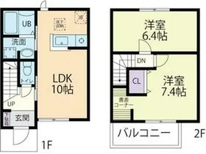 ひこうき雲ⅡB(2LDK/1階)の間取り写真