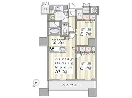 ザ・パークハウス 新宿タワー60(2LDK/25階)の間取り写真