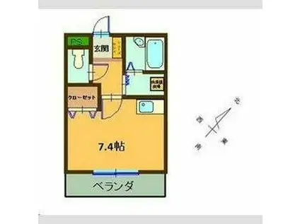 ホワイトアロー(ワンルーム/1階)の間取り写真