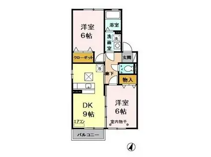 グランコンフォート磯原(2DK/1階)の間取り写真