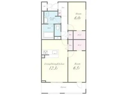 アルメノア西新(2LDK/5階)の間取り写真