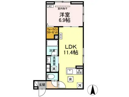 セレスティア大谷田Ⅲ(1LDK/1階)の間取り写真