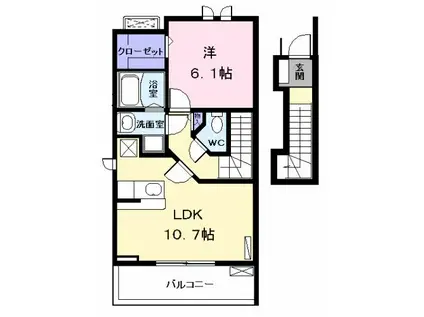 プレッソエコー Ⅲ(1LDK/2階)の間取り写真