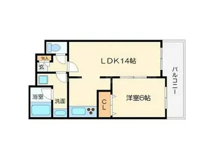 パレスフォー塚本2(1LDK/5階)の間取り写真