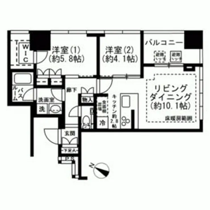 プレミストタワー白金高輪 7階階 間取り
