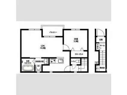 リーブルファイン一宮市乾町Ⅱ 1号棟(1LDK/1階)の間取り写真