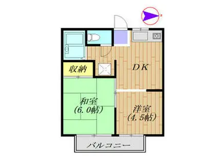 戸辺ハイツ(2DK/2階)の間取り写真