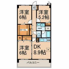 ESPACIO SUENO(3DK/2階)の間取り写真