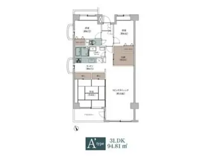 エルプレイス下総中山1(3LDK/3階)の間取り写真