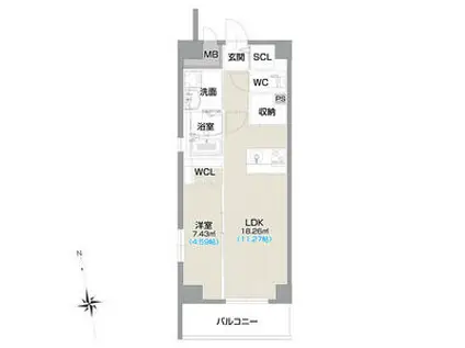 フォルティス今池家賃半年間10000円ダウン&&初回保証(1LDK/13階)の間取り写真