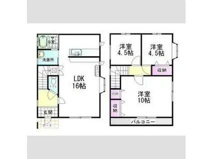東武伊勢崎・大師線 新伊勢崎駅 徒歩28分 2階建 築20年(3LDK)の間取り写真