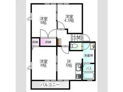 メゾンドールK A棟(3DK/1階)の間取り写真
