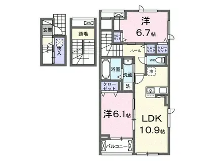 パ・マルⅡ(2LDK/3階)の間取り写真