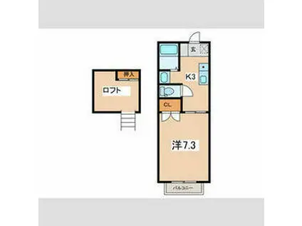 スカイライト大野Ⅳ(1K/1階)の間取り写真