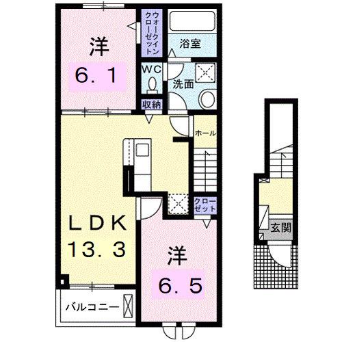 レスポワール D(2LDK/2階)の間取り写真