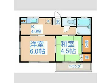 コーポニューハッピー(2K/1階)の間取り写真