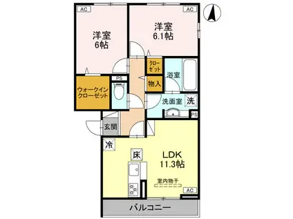 EIJU HOUSE Ⅱ(2LDK/1階)の間取り写真