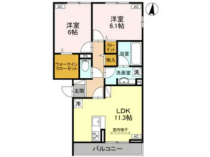 EIJU HOUSE Ⅱ(2LDK/2階)の間取り写真