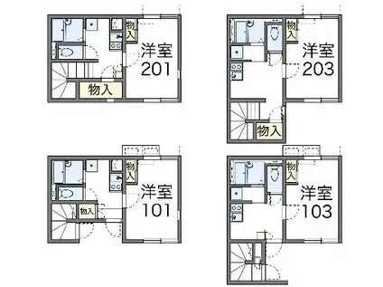 レオネクスト松蔭(1K/2階)の間取り写真