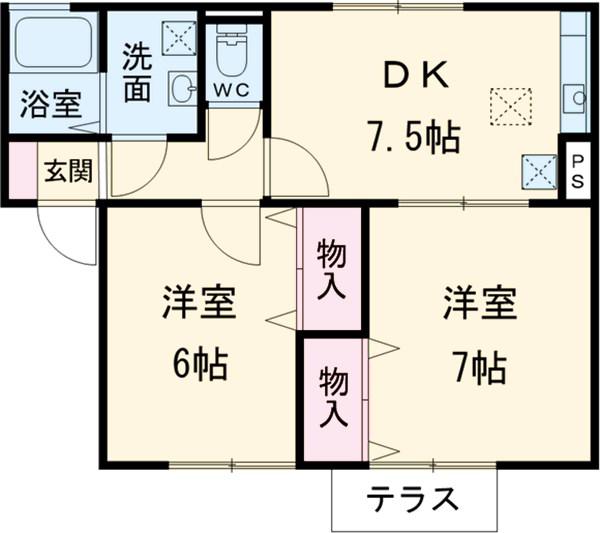 セジュール西堀Ⅰ(2DK/1階)の間取り写真